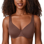DELIMIRA Minimizer Bras for Women Full Coverage Plus Size Underwire Unlined Supportive Seamless Bra Brown Violet 38DD