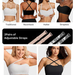 Vertvie Strapless Bra Wireless Non-Slip Push Up Bandeau Bras for Women Full Support Tube Tops Padded Bralette S-Large Breasts(Black,Medium)