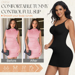 ONEW Shapewear Slips For Under Dress Deep V Neck Tummy Control Full Slip Adjustable Strap Seamless Body Shaper For Women,Black,Medium