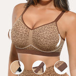 Lover-Beauty Comfortable Bras for Women Leopard Bralette Padded Bra Wireless Bralette Leopard Print Tops for Women