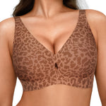 Popilush Wireless Seamless Bralette for Women, No Underwire Soft Support Bras, Breathable Smooth Comfort Everyday Summer Wear,Leopard Brown,34B/32C/32D