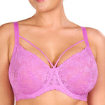 HSIA Minimizer Bras for Women Full Coverage, Unlined Lace Sexy Plus Size Underwire Bra for Large Breasts Pink Purple