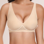 Angelhood Deep V Bras for Women Comfort Wireless Bralettes Adjustable Seamless Plunge Bras