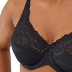 Lilyette Women's Comfort Lace Minimizer Bra, Black, 36DDD