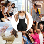 SHAPERX Women's Fajas Colombianas Tummy Control Shapewear Postpartum Butt Lifting Body Shaper with Boned Support, SZ7306-Black-S