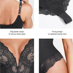 Popilush Shapewear Bodysuit Lace Corset Tops for Large Bust Tummy Control Low Back Thong Bodysuits for Women