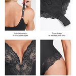 Popilush Shapewear Bodysuit Lace Corset Tops for Large Bust Tummy Control Low Back V Neck Thong Bodysuits for Women