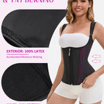 GainKee Latex Waist Trainer for Women Tummy Control Underbust Waist Cincher Corset Shapewear Body Shaper with Zipper Hook L Black