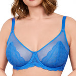 HSIA Minimizer Bras for Women Large Bust Full Coverage Lace Plus Size Bra - Mermaid Scales Marine Blue