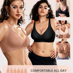 OEAK Womens Deep V Bras Wireless Comfortable Bra Supportive No Underwire Bras Tshirt Push Up Bralettes Plunge Seamless Bra Latte XXL Plus
