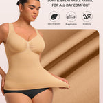 FeelinGirl Women Shapewear Tank Top Tummy Control Compression Tanks V Neck Seamless Body Shaper Camisole Tops for Women Tuscan L