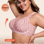 LetsJoli Jelly Bras for Women Push Up Bra Wireless No Underwire Supportive Full Coverage Plus Size for Older Women(Leopard Pink,L)