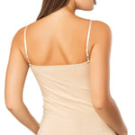 VAVONNE Spaghetti Strap Camisole Tank Tops for Women, Basic Slim-Fit Cotton Cami Undershirts (Nude, Large)