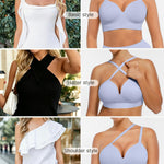 FeelinGirl Wireless Supportive Bra for Women, Seamless Comfort Bralettes No Underwire Full Coverage Everyday Bras Sky Blue
