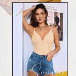 Irisnaya Nude Bodysuits Cami Double lined beige Body suits Tops for Women