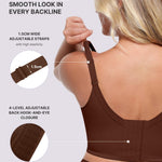 SHAPELLX Women's Bra Push Up Underwire Back Smoothing Adjustable Bralette (Brown, 36C)