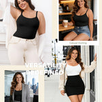 Inyself Women's Scoop Neck Shapewear Camisole Tank Top Tummy Control Body Shaper High Compression Seamless Smoothing Cami with Adjustable Straps for Slimming Waist & Back Support