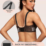 OEAK Womens Deep V Bras Wireless Comfortable Bra Supportive No Underwire Bras Tshirt Push Up Bralettes Plunge Seamless Bra Coffee Leopard 3XL