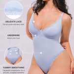 SHAPELLX Lace Bodysuit for Women Tummy Control Shapewear Thong Lace Corset Top V Neck Body Suits One Piece Body Shaper