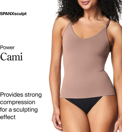 SPANXsculpt Power Series Cami - Camisole Shapewear for Women - Adjustable Straps - V Neck - Soft, Seamless Cami