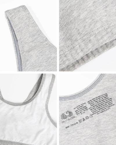 Fruit of The Loom Womens Built Up Tank Style Sports Bra, White/Sand/Black, 38 US