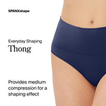 SPANX SPANXshape Everyday Shaping Thong - Core Control Shapewear Underwear - Invisible Under Clothes - Seamless Design - Dark Sapphire - Medium