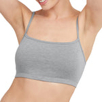 Hanes Womens Cropped Bralette, Breathable Pullover Bra, Crop Top, Solid Or Assorted, 3-pack Bra, Sky Grey Heather/Concrete Heather/White, Medium US