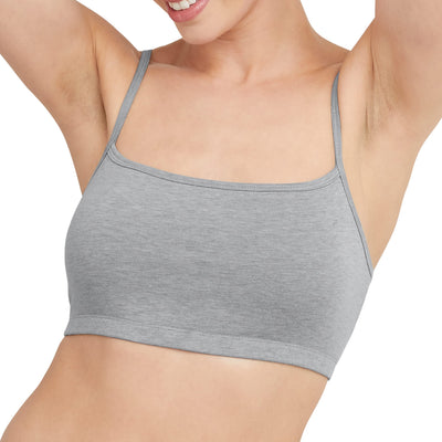 Hanes womens Comfortflex Fit Bralette Pack, Stretch Cotton Low-impact, Moisture-wicking Cotton Bralette, 3-pa Bra, 3-pack - String Crop Moon Sky Heather/Concrete Heather/White, X-Large US