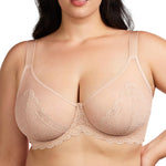 HSIA Minimizer Bras for Women Large Bust Full Coverage Lace Plus Size Bra - Mermaid Scales Light Pink