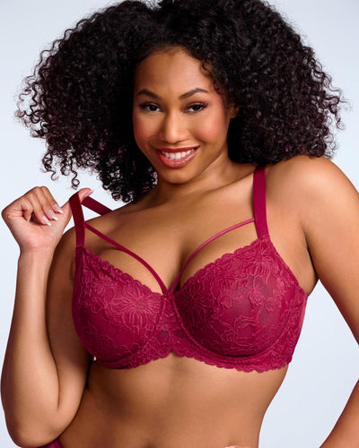 HSIA Minimizer Bras for Women Full Coverage, Unlined Lace Sexy Plus Size Underwire Bra for Large Breasts Rose Red