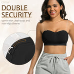 ONEW Strapless Bras for Women Non-Slip Silicone Bandeau Bra Seamless Wireless Tube Top Bralette,Black,Small