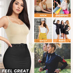 AURUZA 2PCS Womens Shapewear Tummy Control Scoop Neck Camisole Tops for Women Seamless Compression Tank Top Plus Size, Medium, Black+White