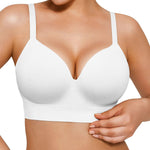 Popilush Bras for Women No Underwire Supportive Comfortable Bralettes Plus Size Bra White