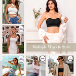 Finduself Strapless Bras for Women Non-Slip Wireless Bandeau Bra Seamless Padded Tube Top Bra Including Fabric & Clear Straps