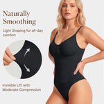 BRABIC Bodysuit Shapewear for Women Tummy Control Panties Seamless Sleeveless Tops V-Neck Camisole Jumpsuit(Black Thong, Medium/Large)