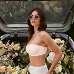 OEAK Womens Strapless Bras Jelly Push Up Bandeau Bra Non Slip Wireless Supportive Padded Bras Seamless Comfortable Tube Bra S Nude Skin