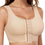 BRABIC Front Closure Post Surgery Compression Bra for Women Mastectomy Post Surgical Wireless Bras with Breast Support Band (Beige,Small)