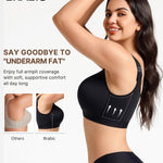 BRABIC Front Closure Bras for Women Compression Surgical Bra No Underwire Full Coverage Wireless Bralette, Black, M