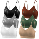 selizo Padded Bralettes for Women, 6 Pcs Sports Bras Women Pack, V Neck Cami Bando Bra Girls, L-XL
