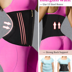 GainKee Waist Trainer for Women Corset Workout Cincher Body Shaper Tummy Control Shapewear Sweat Trimmer Latex Zipper (Black,M)