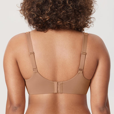 DELIMIRA Minimizer Bras for Women Full Coverage Plus Size Underwire Unlined Supportive Seamless Bra Gravel Beige 38DD