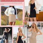 SLIMBELLE Shapewear Slips For Under Dress Deep V Neck Adjustable Strap Tummy Control Full Slip Seamless Shaper For Women Nude M
