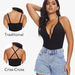 SHAPERIN Bodysuit for Women Shapewear Tummy Control Deep V Neck Plunge Sleeveless Backless Thong Body Suit Tank Top