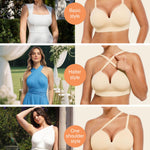 Popilush Bras for Women No Underwire Supportive Push Up Bralettes Wireless Full Coverage Plus Size T-Shirt Bra (32A-DD) Skin