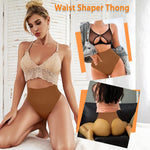 Werena Tummy Control Thong Shapewear for Women Seamless Shaping Novelty Thong Panties Body Shaper Underwear(01# Brown-mid Waisted(has Boning),Small)
