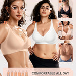 OEAK Womens Deep V Bras Wireless Comfortable Bra Supportive No Underwire Bras Tshirt Push Up Bralettes Plunge Seamless Bra Blush Nude XXL