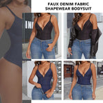 SHAPERIN Women's Deep V Neck Bodysuit Double Lined Plunge Tummy Control Shapewear Thong Body Suits Backless Cami Tank