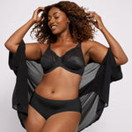 Lilyette Women's Comfort Lace Minimizer Bra, Black, 36DDD