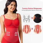 Nebility Shapewear Bodysuits for Women Tummy Control Body Shaper Seamless Waist Trainer Lace Body Suit (Red, Large)