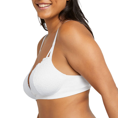 Maidenform Women's Wireless Bra, Pure Comfort Soft Support Wireless Longline Bra, Wirefree Comfortable Lace Bra White